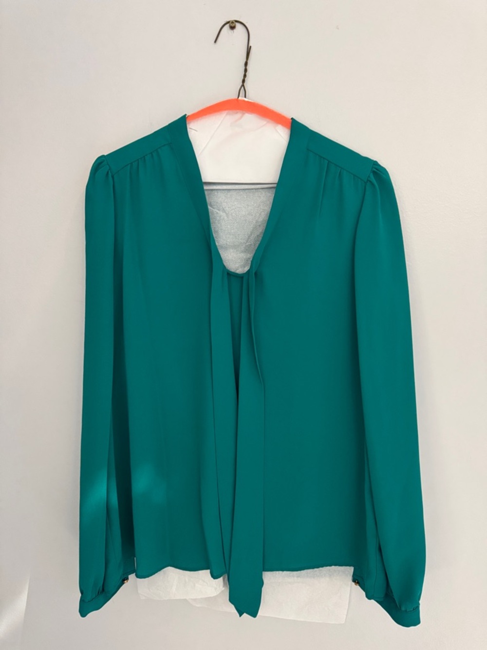 Forever 21 Teal Tie-Neck Blouse